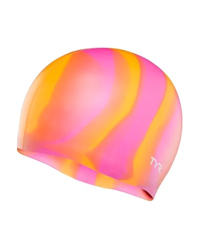 TYR LCSM808ALL Multi-Color Silicone Swim Cap Orang/PURP All
