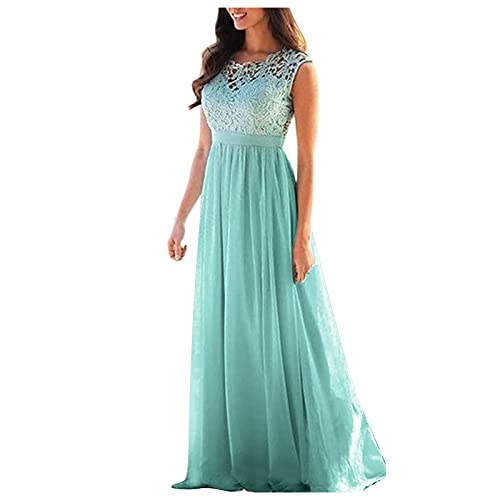 Damen Abendkleid Lang - Kleid Hochzeitsgast Damen -Spitzenkleid Maxikleid...