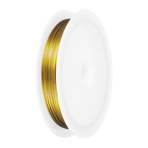 PATIKIL 59FT (18m) 0.02inch (0.5mm) 7-Strand Bead String Wire, Stainless Steel Nylon Coated Bead Cord Stringing Wire for Jewelry Bracelet Beading Making, Gold