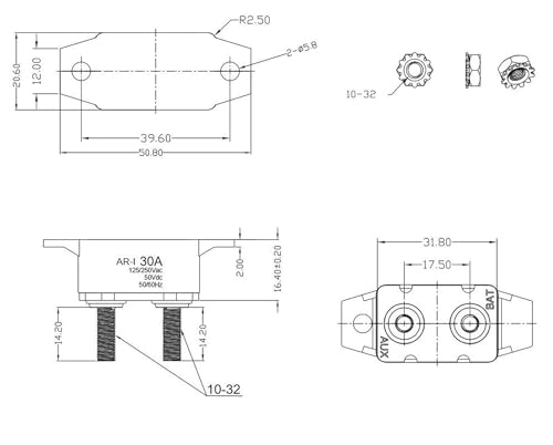 Disyuntor autorreseteable 12V 25A con cubierta de protección para batería dual 7