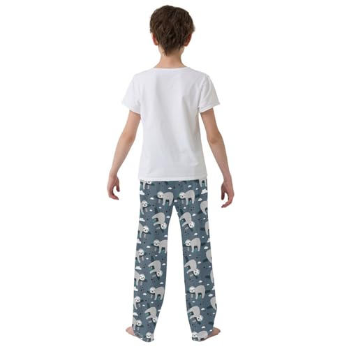 ZZXXB Sleeping Sloth Cloud Boys Long Pants Soft Trousers Elastic Waist Kids Lounge Bottoms with Pockets S-XL3