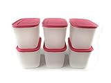 spülmaschinenfest TUPPERWARE Gefrier-Behälter 1,1L weiß-pink (6) Eis-Kristall Behälter Eiskristall