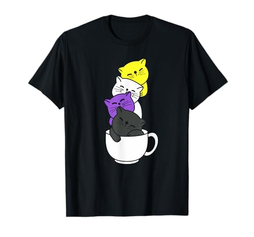 Nonbinary Cats Nonbinary Pride Flag T-Shirt