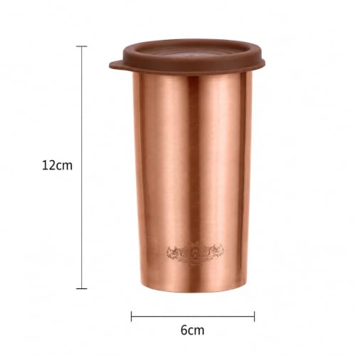 Image of cWc Copper Water Tumbler with Lid, 480ml | 100% Pure Copper Drinking Glass | Leak-Proof, BPA-Free | Ayurvedic Water Storage Cup for Daily Hydration | Office, Travel & Home Use
