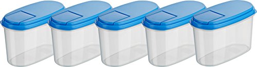 Kigima Schüttdose für Müsli 1L 5er Set Blau – Vorratsdosen mit Deckel luftdicht – Frischhaltedosen mit Deckel – Aufbewahrungsbox Küche für Mealprep & Organisation – Austrian Quality