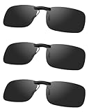 FIMOSON Clip on Sunglasses Over Prescription Glasses Polarized Anti Glare Glasses for Men Women Fit Non-Flip Up (3 pack Grey)