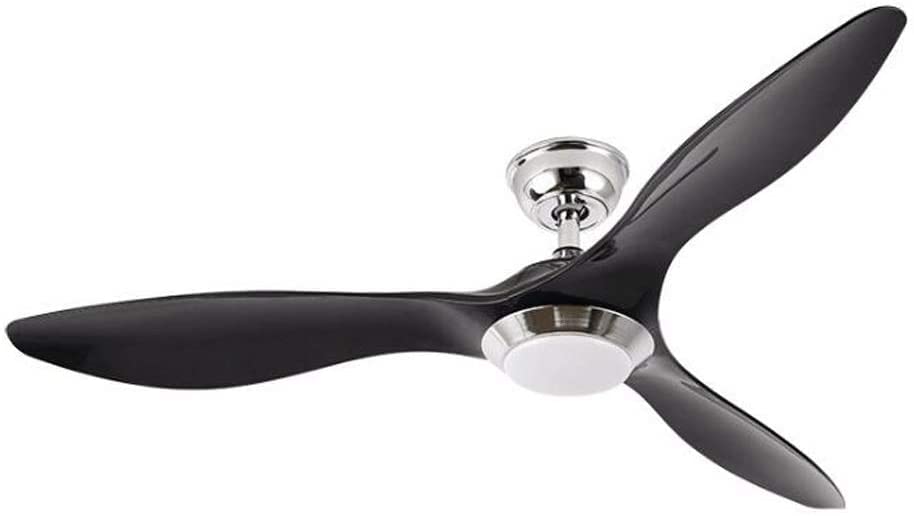 Lustre en métal avec ventilateur de plafond noir 52 pouces et éclairage LED salon