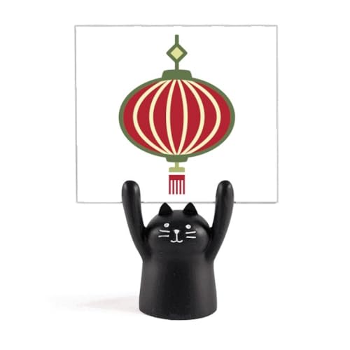 Support de mémo chat noir style art déco et chinois pour bureau