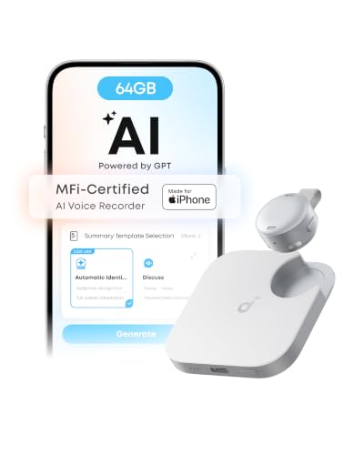Image of soundcore Work by Anker, Coin-Sized AI Voice Recorder, 64GB, MFi Certified