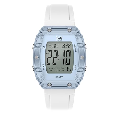 ICE-WATCH - Ice Digit boliday White Clear Blue Silver - Montre Bleue pour Femme avec Bracelet en Silicone - 024567 (Small)