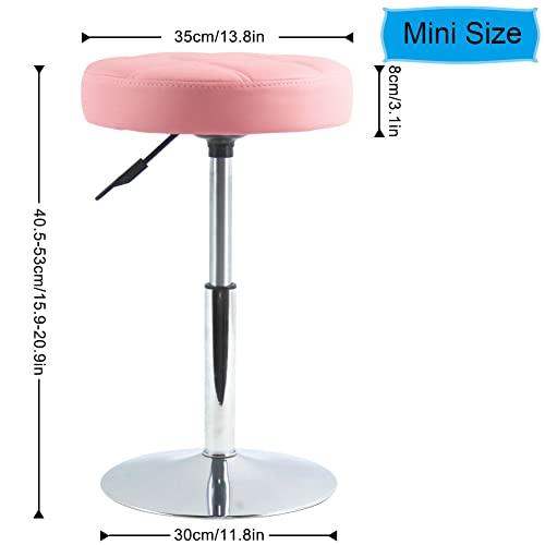 Furwoo Short Round Pu Leather Shop Stool Counter Stool Step Stool Padded Bar Stool Spa Barber Salon Stool Manicure Stool Small(Pink) #TOP2