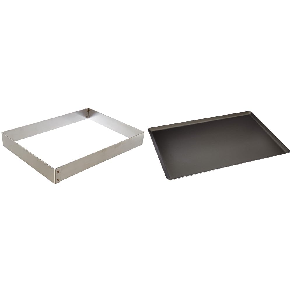 DE BUYER -3015.36 -cadre a entremets inox 36x26x4.5 & 8161.40 -plaque patissiere choc alu. 40x30cm