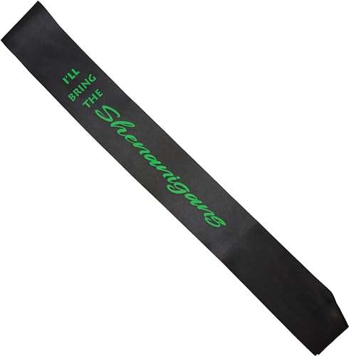 Funky Junque Bridal Sash Bachelorette Party Bridal Shower Gift - I'll Bring The - Shenanigans (Black/Kelly Green)2