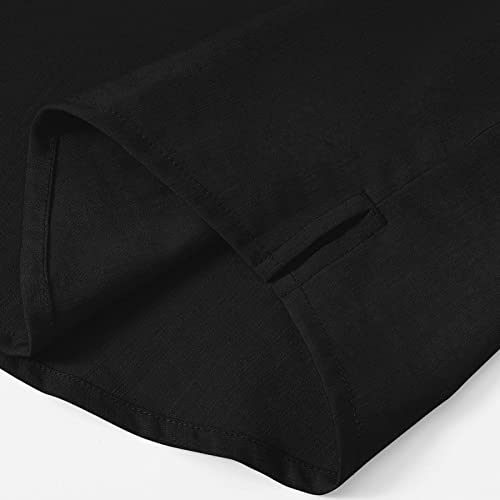 Basudam Men's 2 Piece Outfits Buttoned Shirt & Pants Sets Summer Fashion Home Tracksuits Black Xl #TOP4