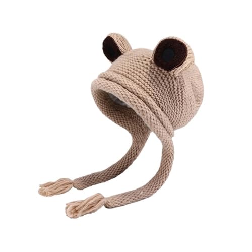 Bonnet grenouille rigolo en tricot kaki : le cadeau d'hiver parfait pour femme et ado