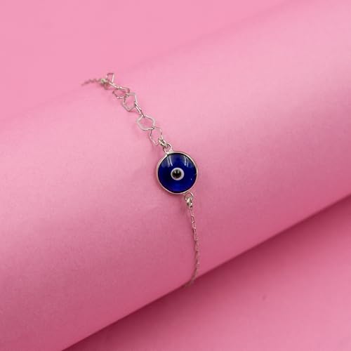 Image of OVANA 925 Sterling Silver Evil Eye Bracelet | Adjustable Fit | 925 Hallmarked | Elegant Design | Gift for Girlfriend, Sister, Bhabhi, Women and Girls
