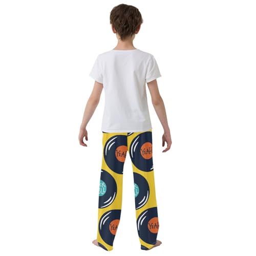 Rock Records Plates Yellow Boys Pants for Kids Jogger Pants with Pockets S-XL Ceshi3