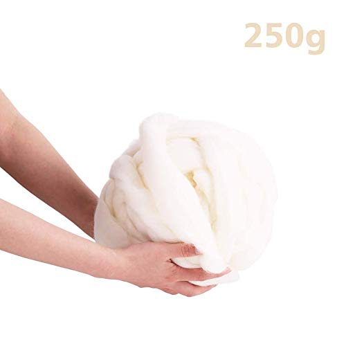 Filzen Wolle, 250g/8.82oz Roving Wool, Nadelfilz Wolle, Weiche Filzwolle Märchenwolle mit Box für Nadelfilzen, Woll-Roving, Faser-Roving-Woll-Oberteil,Trockenfilzen Spinnen Handwerk