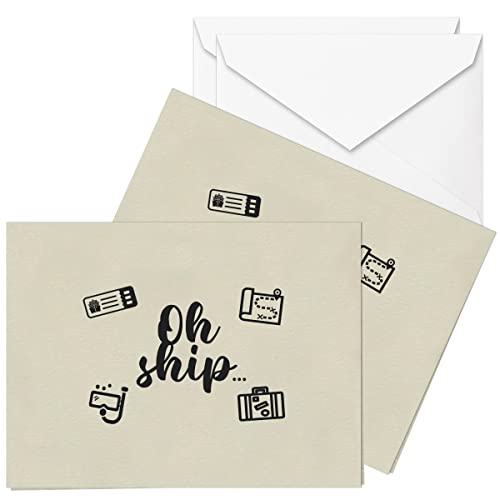 Cruise On Gift Card, Fun Surprise Greeting Card, Oh Ship! You're Going on a Cruise, Ideal for Vacation Announcement, Bon Voyage Gift, 2-Pack