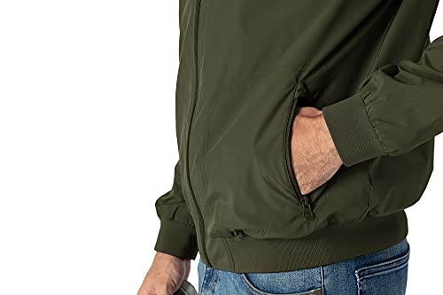 Ysento Men's Windproof Windbreaker Lightweight Casual Softshell Flight Bomber Running Jackets Army Green L #TOP6