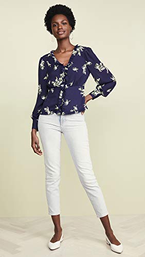 Cupcakes And Cashmere Women's Astera Printed Cdc Blouse With Ruffle Details, Ink, Extra Small #TOP4