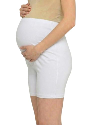 Image of Women's High Waist & Mid-Thigh Cotton Lycra Maternity Shorts|Pregnancy Panty|Maternity Panties Over The Belly for The Pre & Post Pregnancy