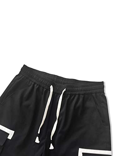 WDIRARA Men's Colorblock Cargo Pants Drawstring Waist Active Sporty Pants with Pockets4