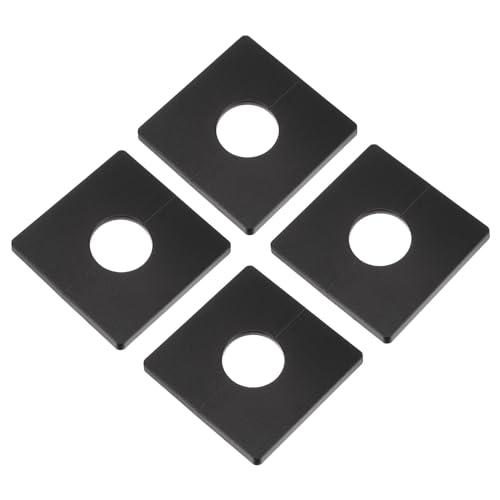 QUARKZMAN 4 Stück Wand-Split-Flansch, ABS Quadratische Selbstklebende Rosettenplatte mit 33mm/1,3 Zoll Durchmesser Loch, Wasserrohrabdeckung für Wasserhahn-Dekoration, Schwarz