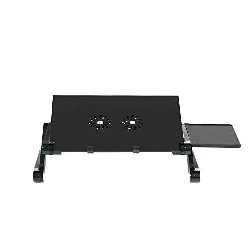 DlandHome Mesa Ordenador Portátil con Ventilador de enfriamiento y Soporte para Ratón Mesa Plegable Mesa Bandeja Soporte para Diván Sofá Cama, Negro