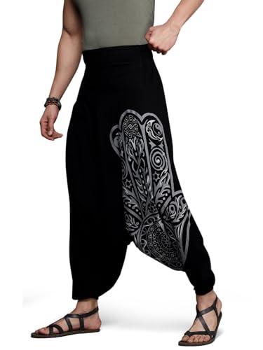 Image of The Veshti Company Printed Harem Pants for Men's Cotton Hippie Style Baggy Boho Yoga Pajama Pant with Pocket
