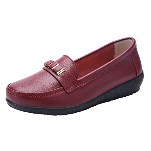Mocassins plats Loafers Mocassins Mode Femmes Chaussures Respirantes Dentelle Up Chaussures Appartement Chaussures Décontractées, Bordeaux, 38 EU Cover