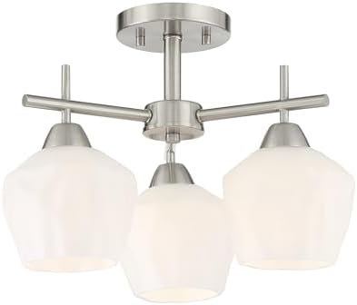 Minka Lavery 2172-84 Camrin Convertible Semi-Flush to Chandelier, 3-Light, 180 Total Watts, 16-in H x 12.63-in W, Brushed Nickel