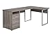Monarch Specialties Computer Desk L-Shaped Corner Desk with File Cabinet - Left or Right Set- Up - 80"L (Dark Taupe)