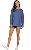 APEIYU Ladies Sweatshirts Long-Sleeve Split-Hem Tunic Tops Oversized Shirts Casual Batwing Loose Blouses Tops T Shirts for Women Blue Grey XXL #4