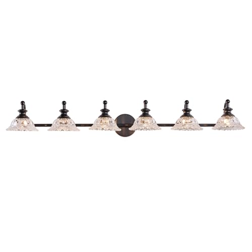 Image of XIEDUN 45 inch Bathroom Light 6 Light Black Vanity Light Farmhouse Vanity Lights Vanity Lighting Fixtures (Exclude G9 Bulb)