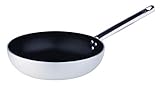 Diametro: 28 cm Pentole Agnelli Alluminio Antiaderente 3 mm Professionale Padella Svasata Alta a Saltare con Manico Inox Tubolare, Argento, 28 cm