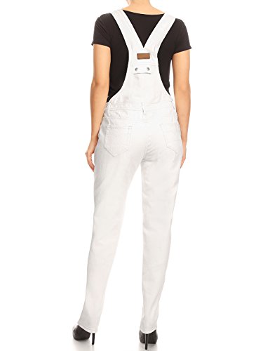 Anna-Kaci Womens Overalls Casual Vintage Loose Straight Leg Denim Bib Overalls Jean Jumpsuits White Strappy Pants Jumpsuits Medium/Large #TOP2
