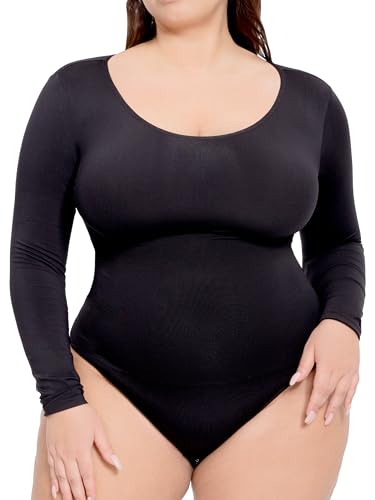 WAISTLINE Women's Long Sleeve Bodysuit - Seamless Tummy Control Shapewear - Body Shaping & Sculpting Shirt