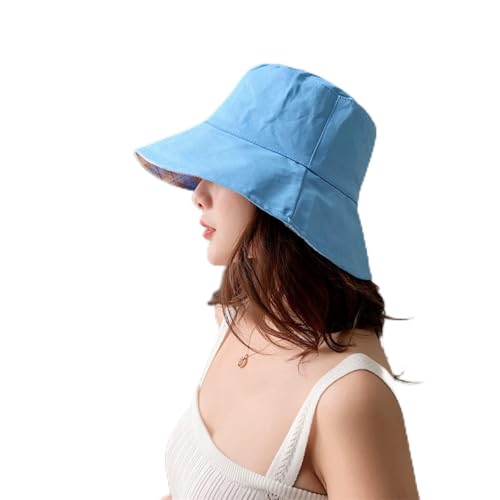Chapeau femme bucket réversible en coton souple pour protection solaire