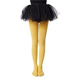 Frola Tights for Girls 40 Denier Semi Opaque Soft Pantyhose Ballet Dance Panty Footed Tights(9-11 Years,Lemon Yellow)