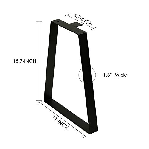 WELLAND 16" Tall Trapezoid Metal Table Legs for Furniture, Bench Legs, Coffee Table Legs Set of 2, DIY