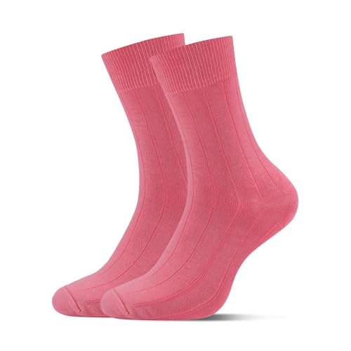 LMHCISO Mens Crew Dress Socks Ribbed Pink Anti Odor Socks Size 8-13