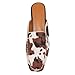 Suede Mules for Women Square Toe Slip On Loafers Flats Low Heel Backless Slide Shoes for Casual Fashion Party Work (Cow Print,8)
