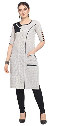 Image of EthnicJunction Women's Cotton Blend Colorblock Straight Kurta
