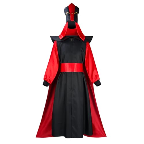 LIOEUE Disfraz De Jafar Para Hombre, Traje De Cosplay Completo De Villano Árabe Con Túnica, Capa Y Turbante Para Carnaval Y Halloween (Hombres negros:,S)