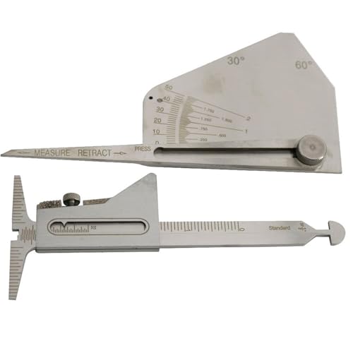Kit de herramientas de calibre de soldadura, juego de inspección de acero inoxidable de 13 piezas con espejo y medidor de filete para una medición precisa e inspección de soldadura