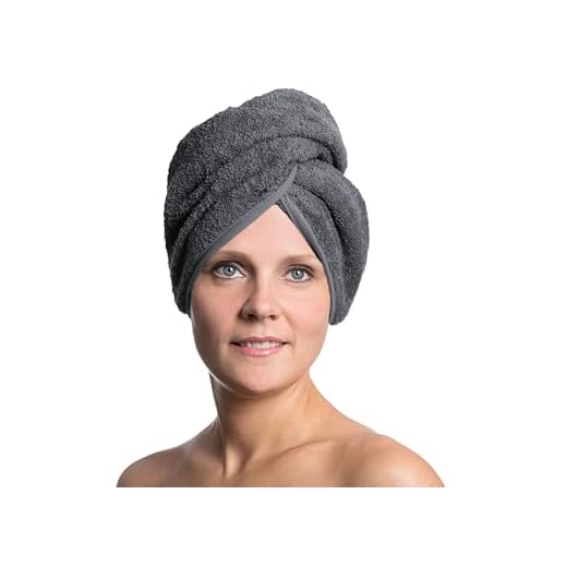 ZOLLNER Toalla Turbante para el Pelo, Rizo de algodón, Gris