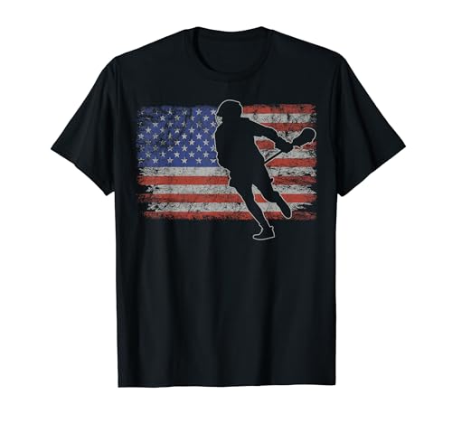 The Lacrosse USA Flag Retro Lax Uomini Lacrosse Maglietta