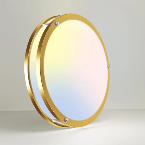 libtit 13 Inch Flush Mount Ceiling Lights, Dimmable 3000K-6500K Adjustable LED Ceiling Light, 24W Round Slim Light Fixture Gold for Kitchen Bedroom Bathroom Hallway-1 Pack