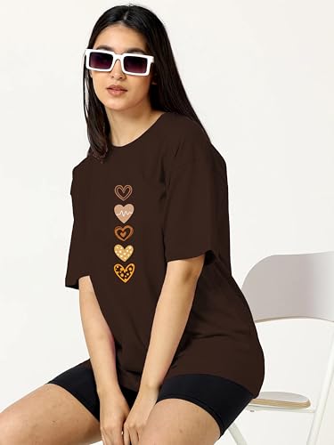 Image of TQH Tshirt for Women | Oversized T Shirt for Woman | Tops for Women Western | Women's Tops | Pack of 2 Cotton Blend Drop Shoulder Printed Loose Fit Casual T-Shirts for Summer College Travel